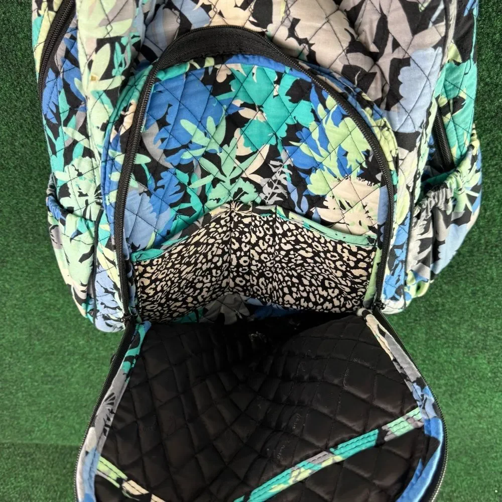 Vera Bradley Floral Backpack Paisley 13” Blue Green